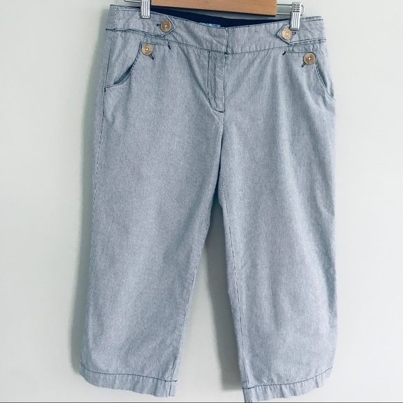 Izod blue and white stripes Capris size 8 - Picture 9 of 13